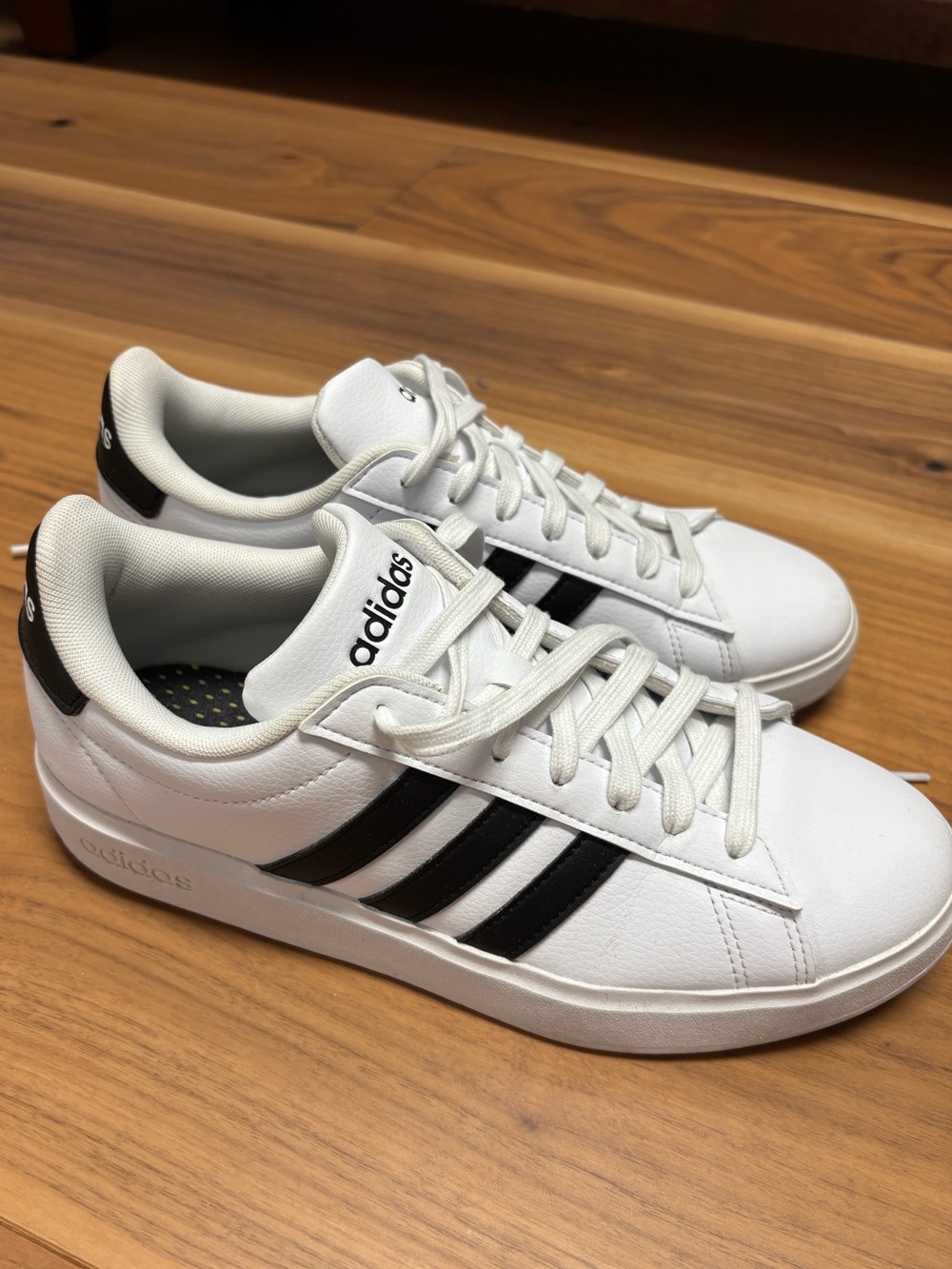 adidas White Sneakers with Black Three-Stripes Low-Top